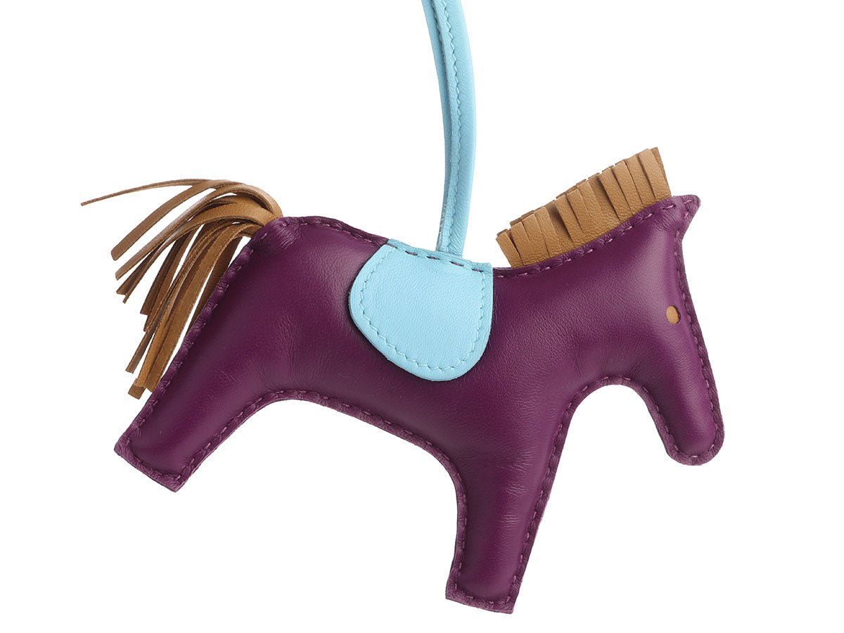 Herm??s Rose Pourpre Lambskin Grigri Rodeo Horse Bag Charm MM