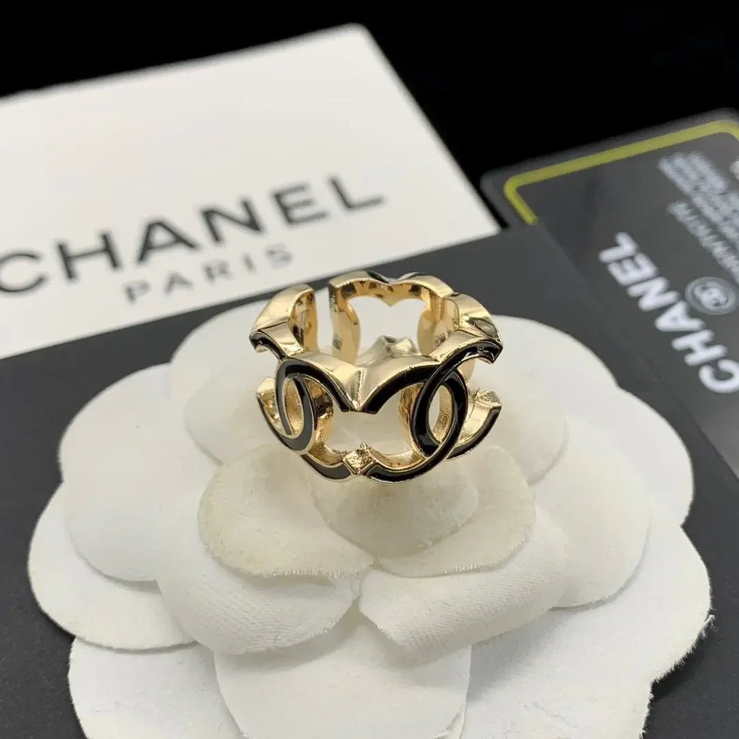 Chanel Gold Enamel Hollow CC Hoop Earrings - Image 6