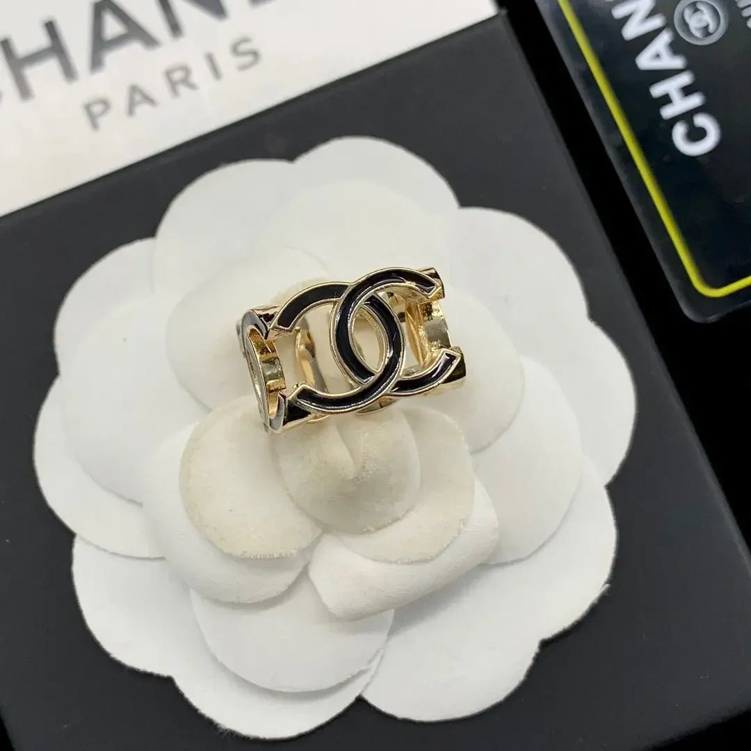 Alternative view of Chanel Gold Enamel Hollow CC Hoop Earrings
