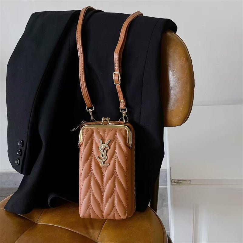 YSL V-Quilted Crossbody Phone Bag (Multi-Color) - Image 6