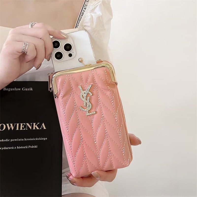 YSL V-Quilted Crossbody Phone Bag (Multi-Color)