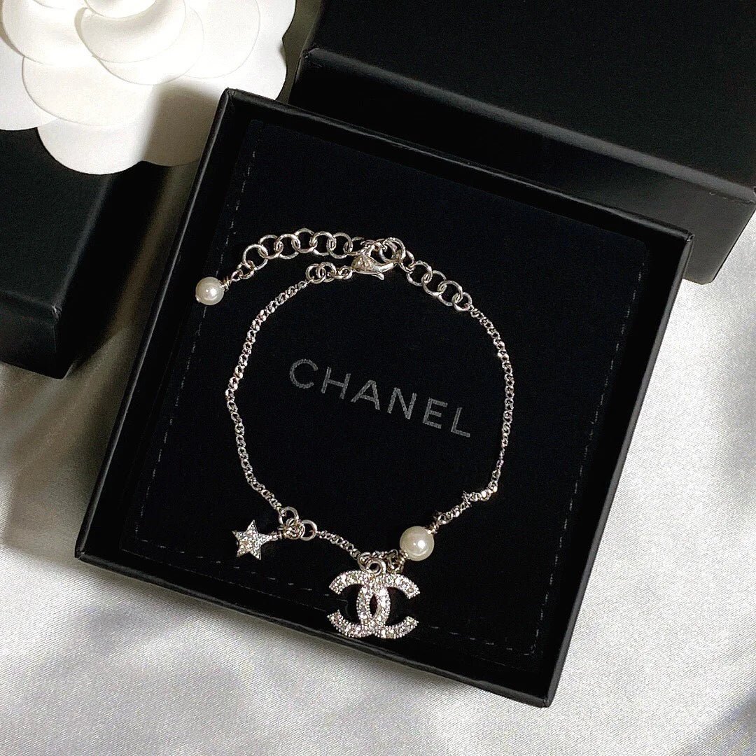 Alternative view of Chanel Silver Crystal CC Pearl Star Necklace