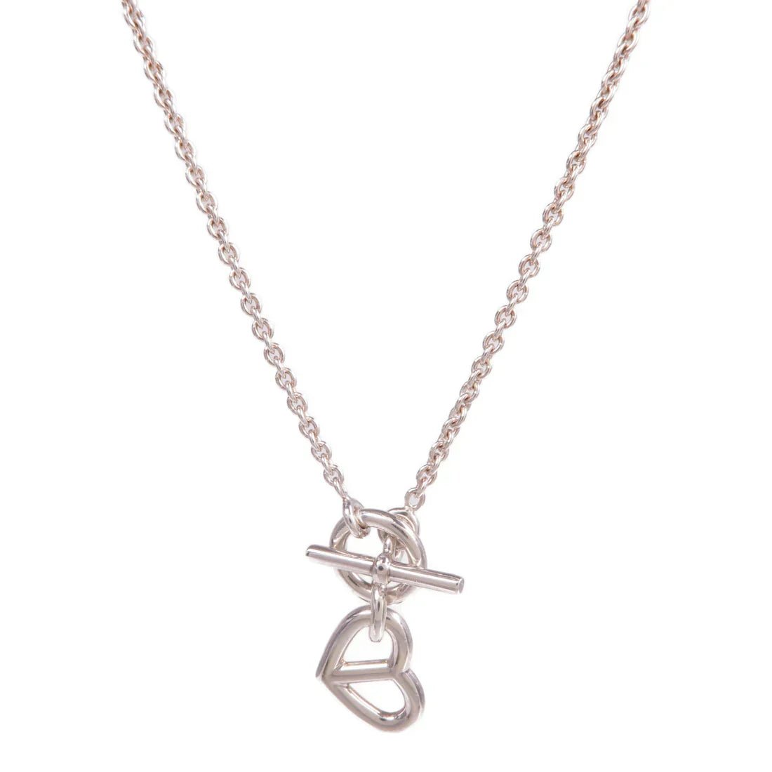 Hermès Rhodium Plated Open Heart Necklace