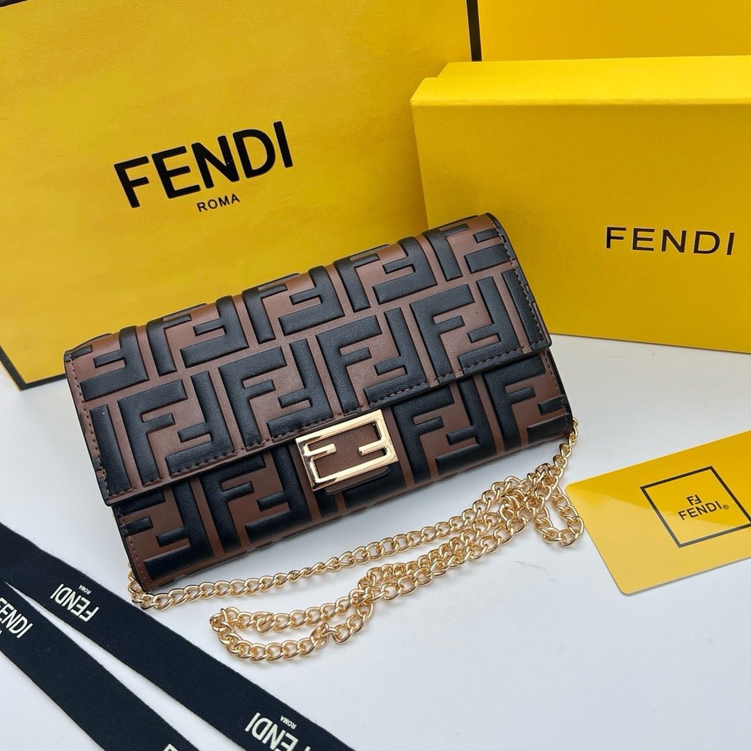 Alternative view of FENDI Vintage Patterned Chain Crossbody Bag