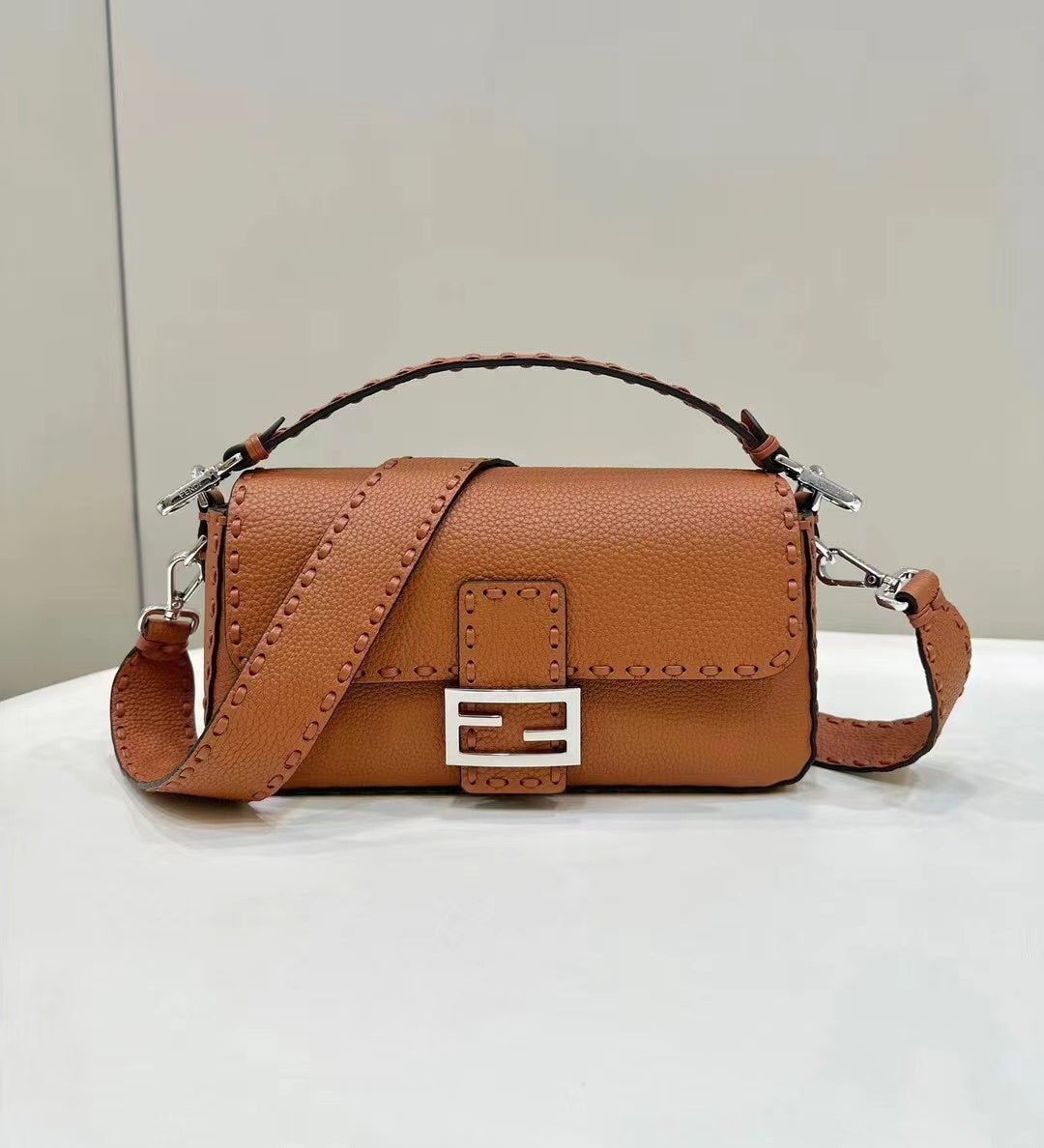Baguette 27cm Tan Calfskin Silver Hardware Bag - Image 3
