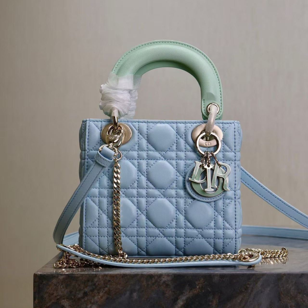 Dior Mini Lady 17 Lambskin Light Mint Blue