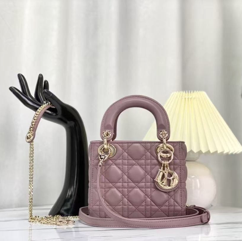 Dior Lady Series Dusty Pink Lambskin Quilted Bag