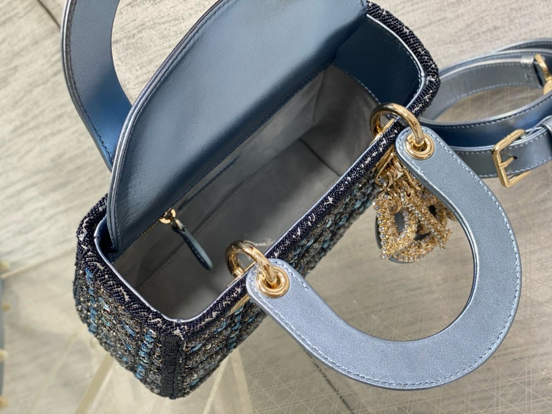 Dior Lady Medium 20 Rhinestone Canvas Handbag - Image 3