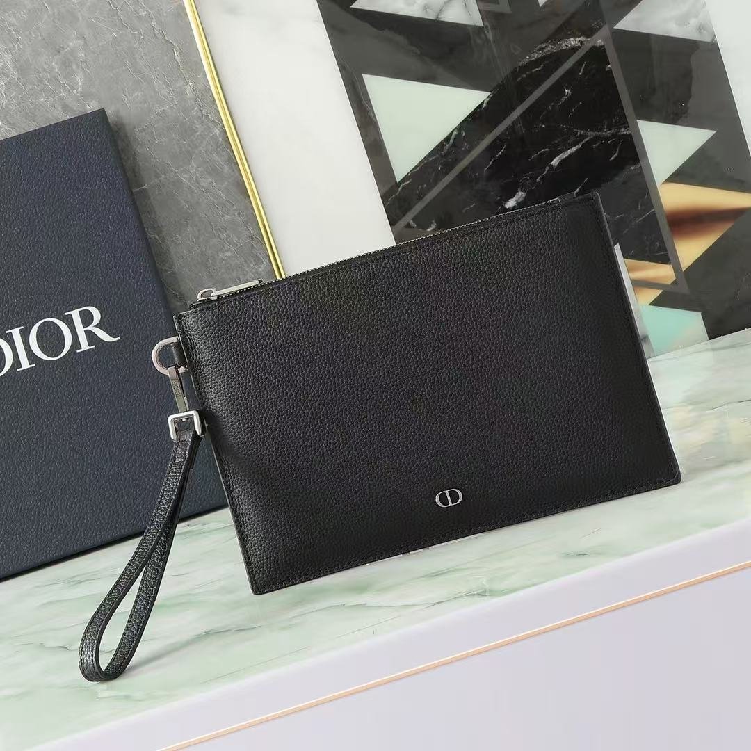 Dior A5 Grained Calfskin Pouch with CD Logo