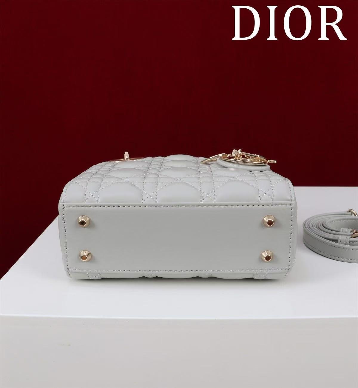 Dior Lady Series Light Grey Lambskin Quilted Handbag - Image 5