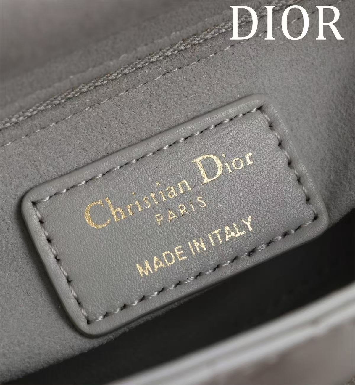 Dior Lady Series Light Grey Lambskin Quilted Handbag - Image 8