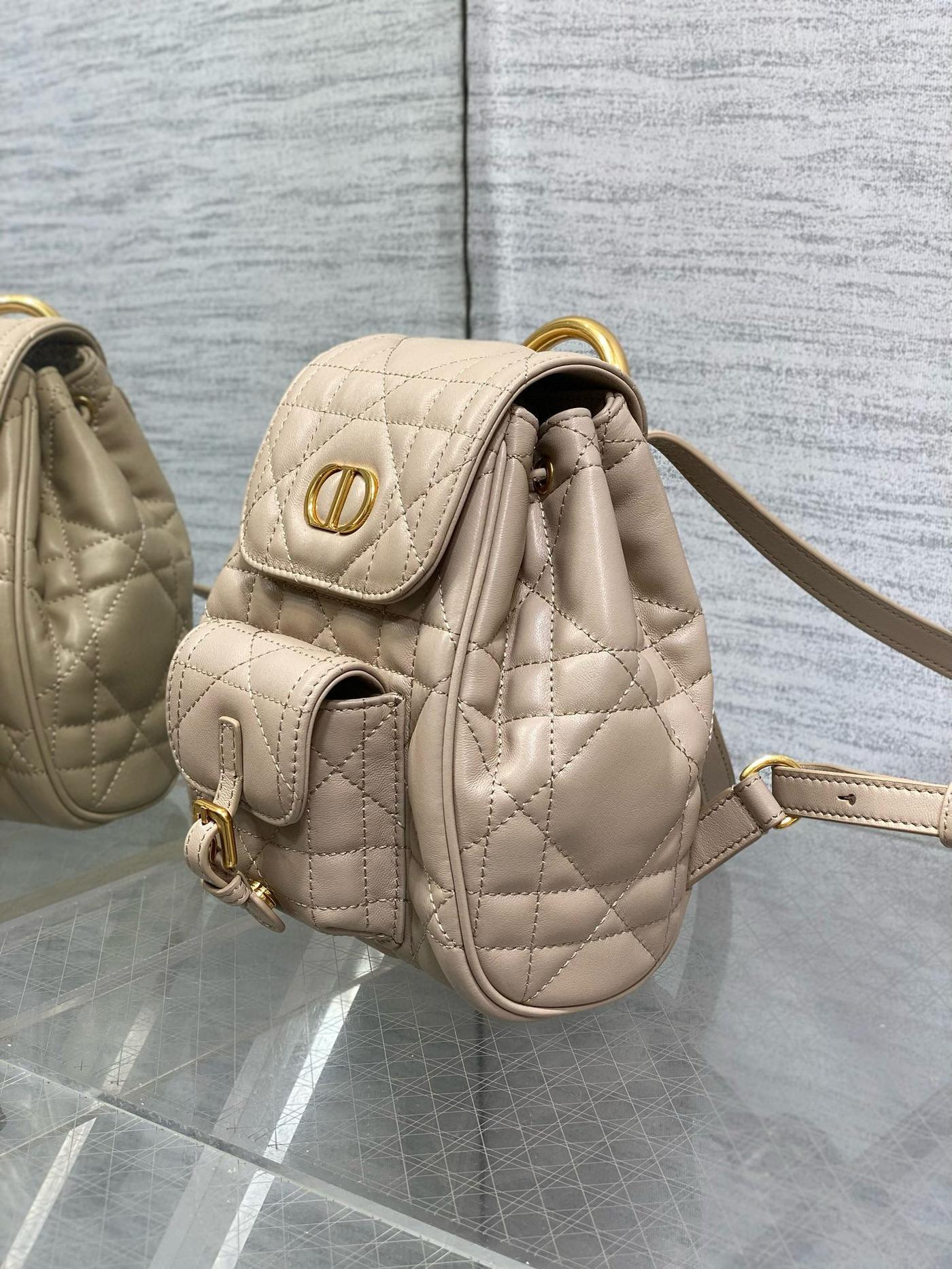 Dior Caro Mini Beige Lambskin Backpack - Image 9