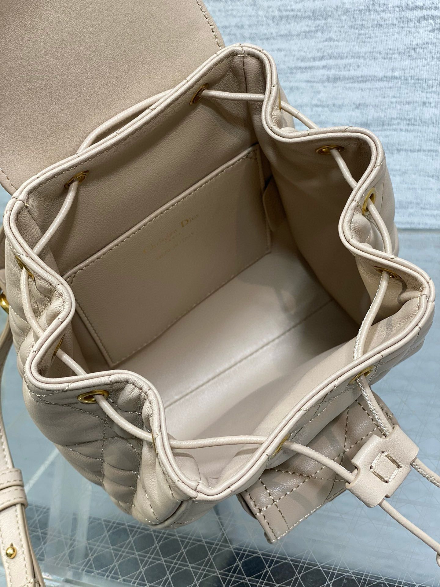 Dior Caro Mini Beige Lambskin Backpack - Image 5