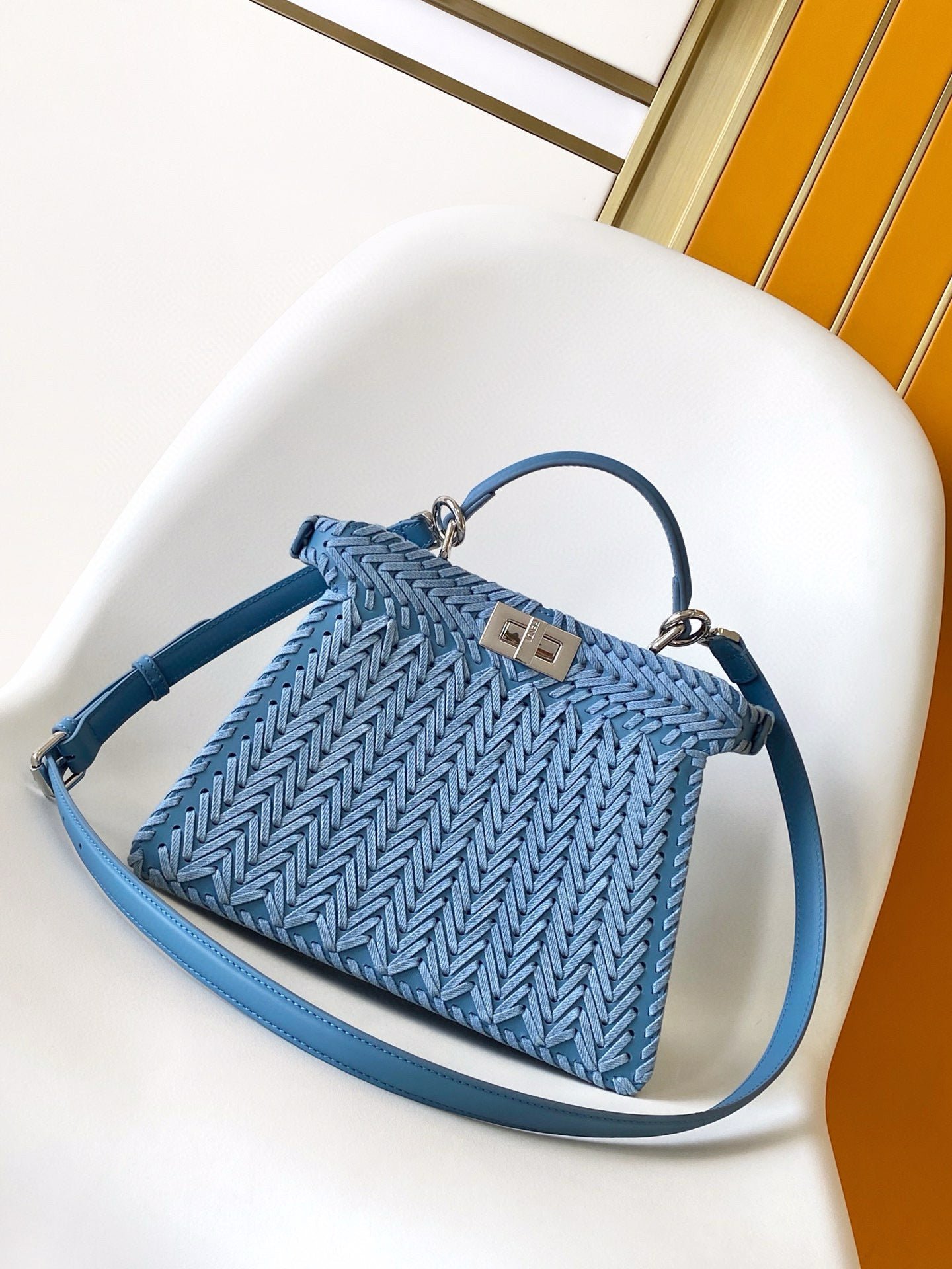 Alternative view of Fendi Peekaboo Iseeu Small 27 Blue Denim Leather