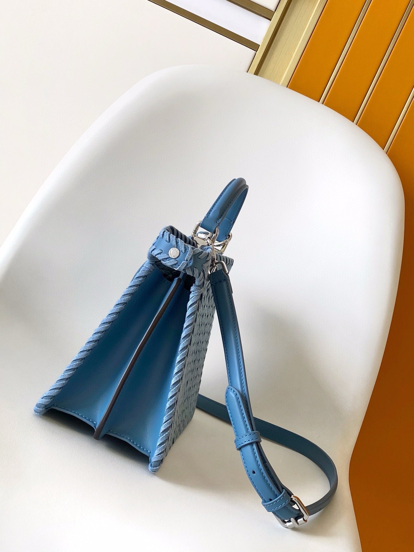 Fendi Peekaboo Iseeu Small 27 Blue Denim Leather - Image 3
