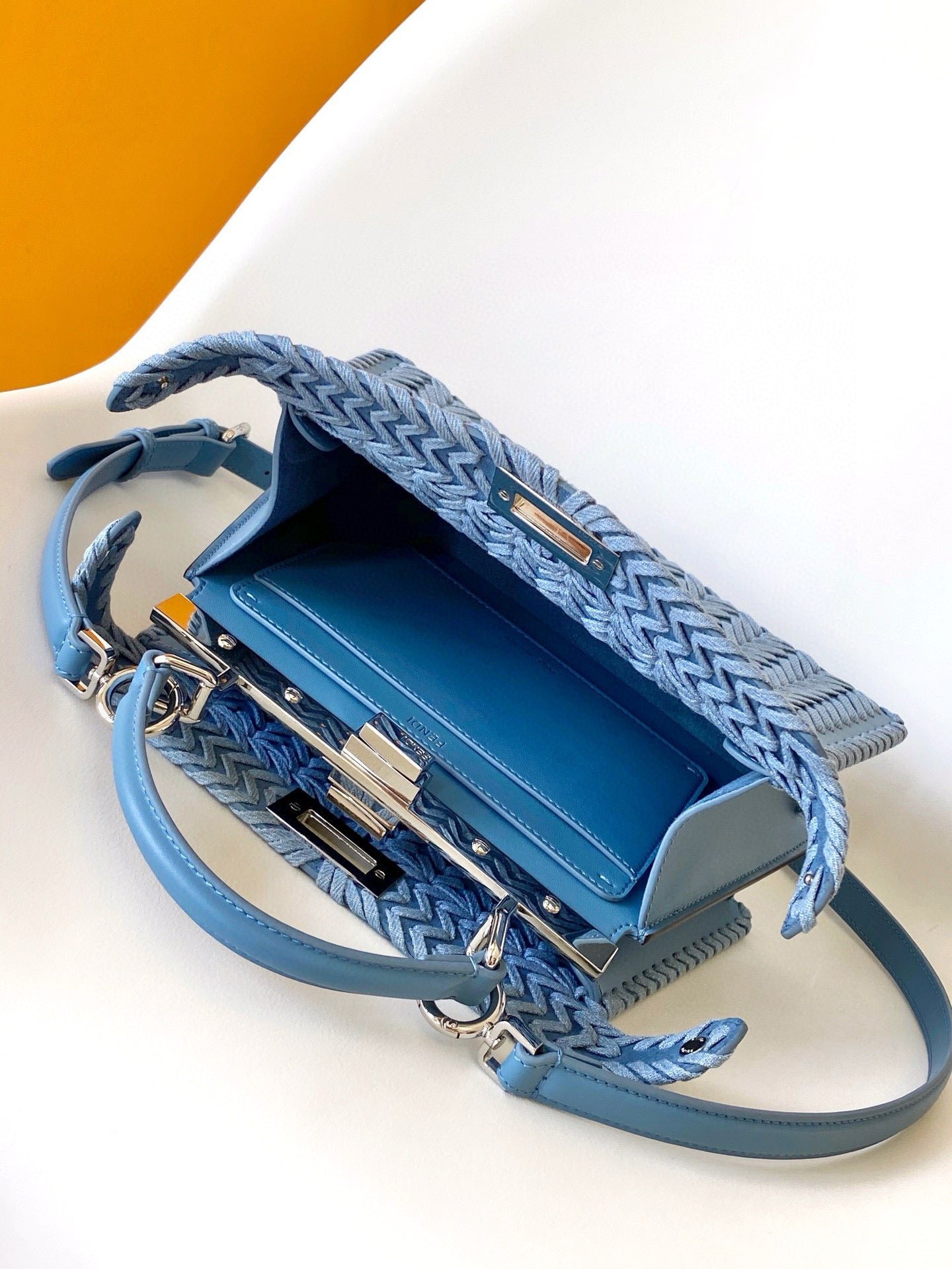 Fendi Peekaboo Iseeu Small 27 Blue Denim Leather - Image 5