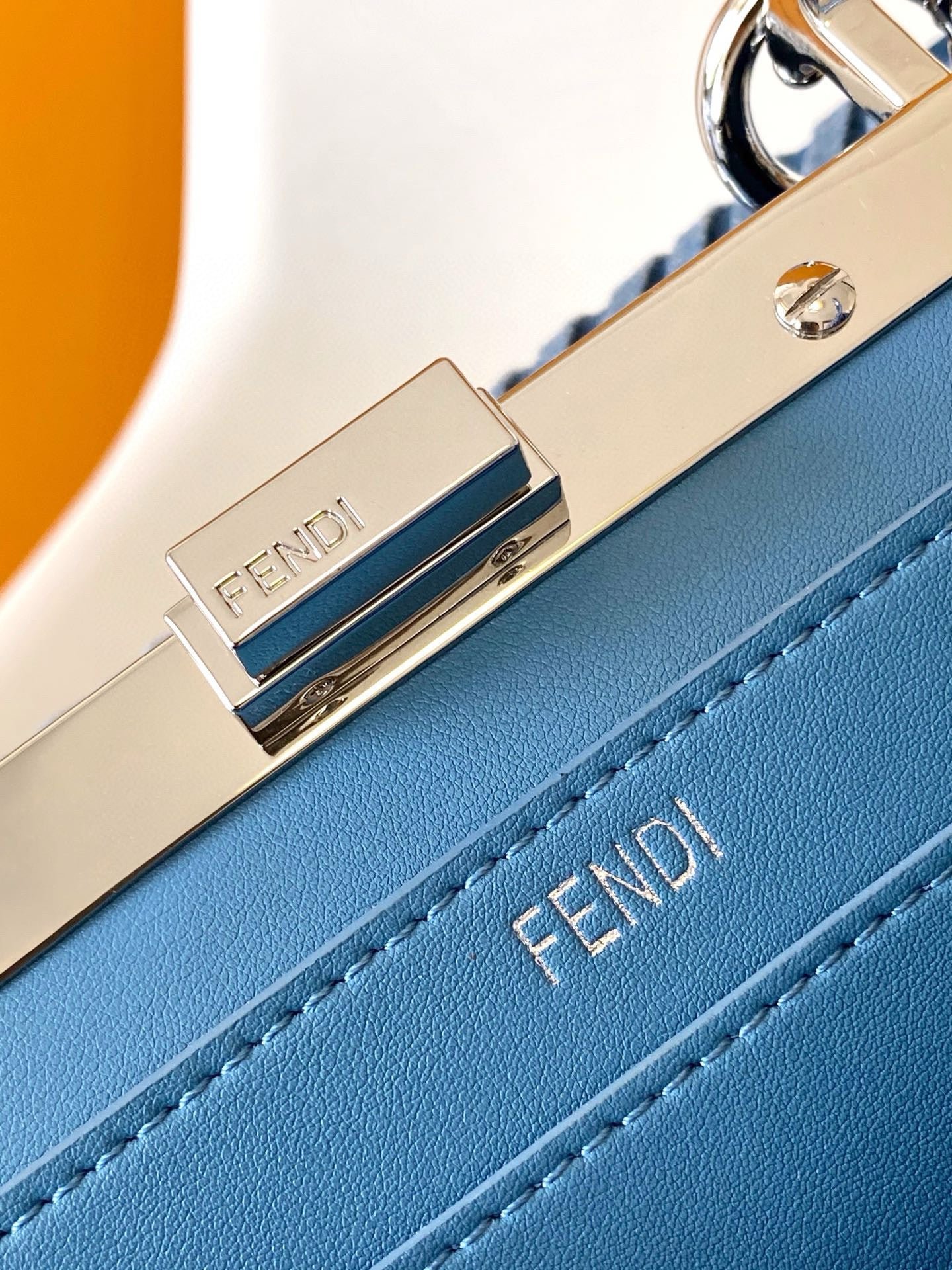 Fendi Peekaboo Iseeu Small 27 Blue Denim Leather - Image 6