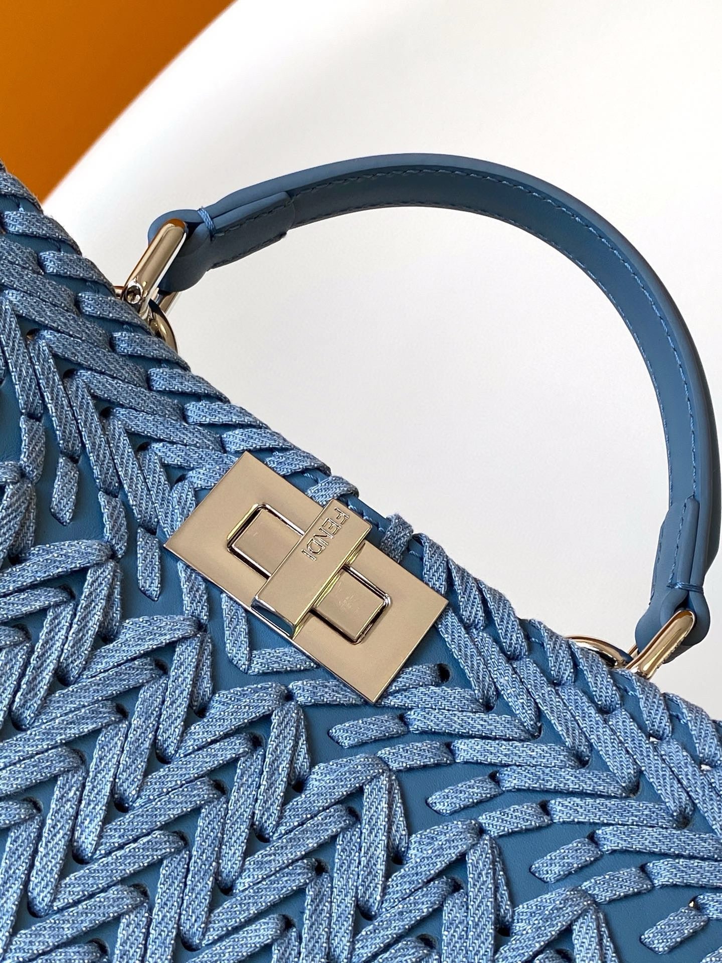 Fendi Peekaboo Iseeu Small 27 Blue Denim Leather - Image 7