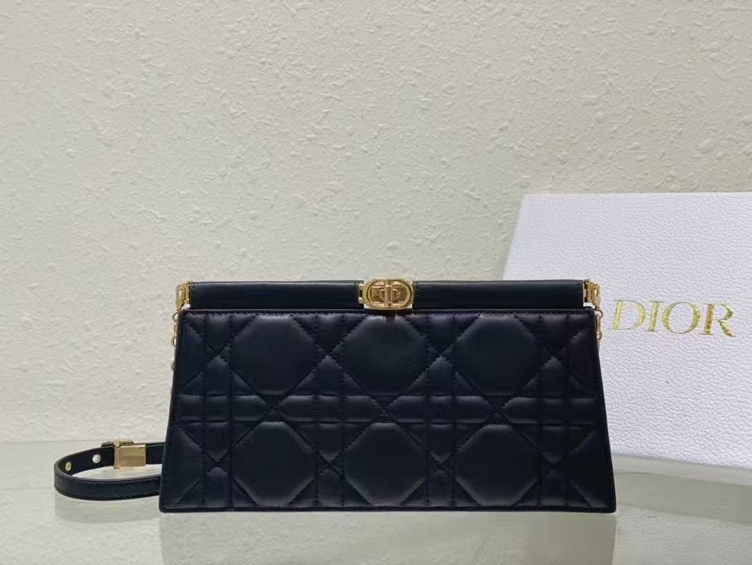 Dior Series Black Lambskin Quilted Chain Clutch - Image 3