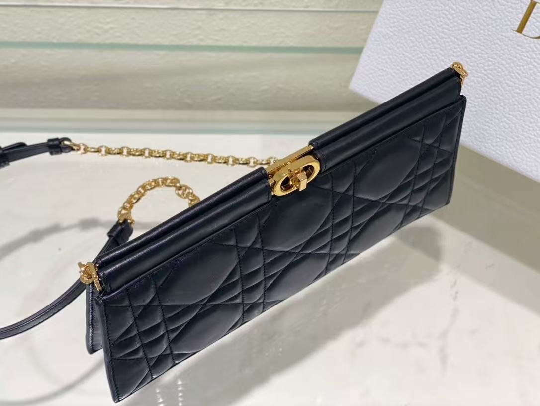 Dior Series Black Lambskin Quilted Chain Clutch - Image 6