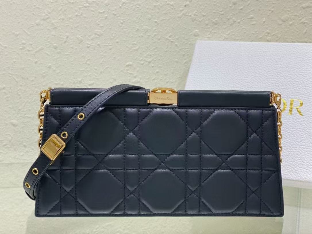 Alternative view of Dior Series Black Lambskin Quilted Chain Clutch