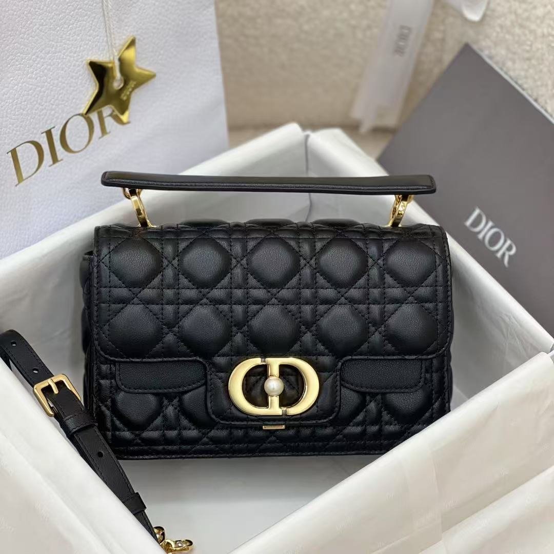 Dior Jolie Series Black Cannage Calfskin Hand Bag