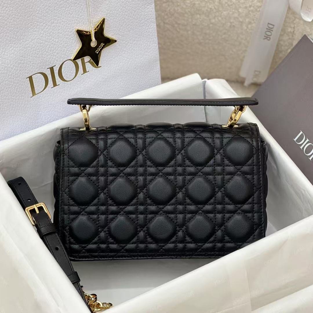 Dior Jolie Series Black Cannage Calfskin Hand Bag - Image 3