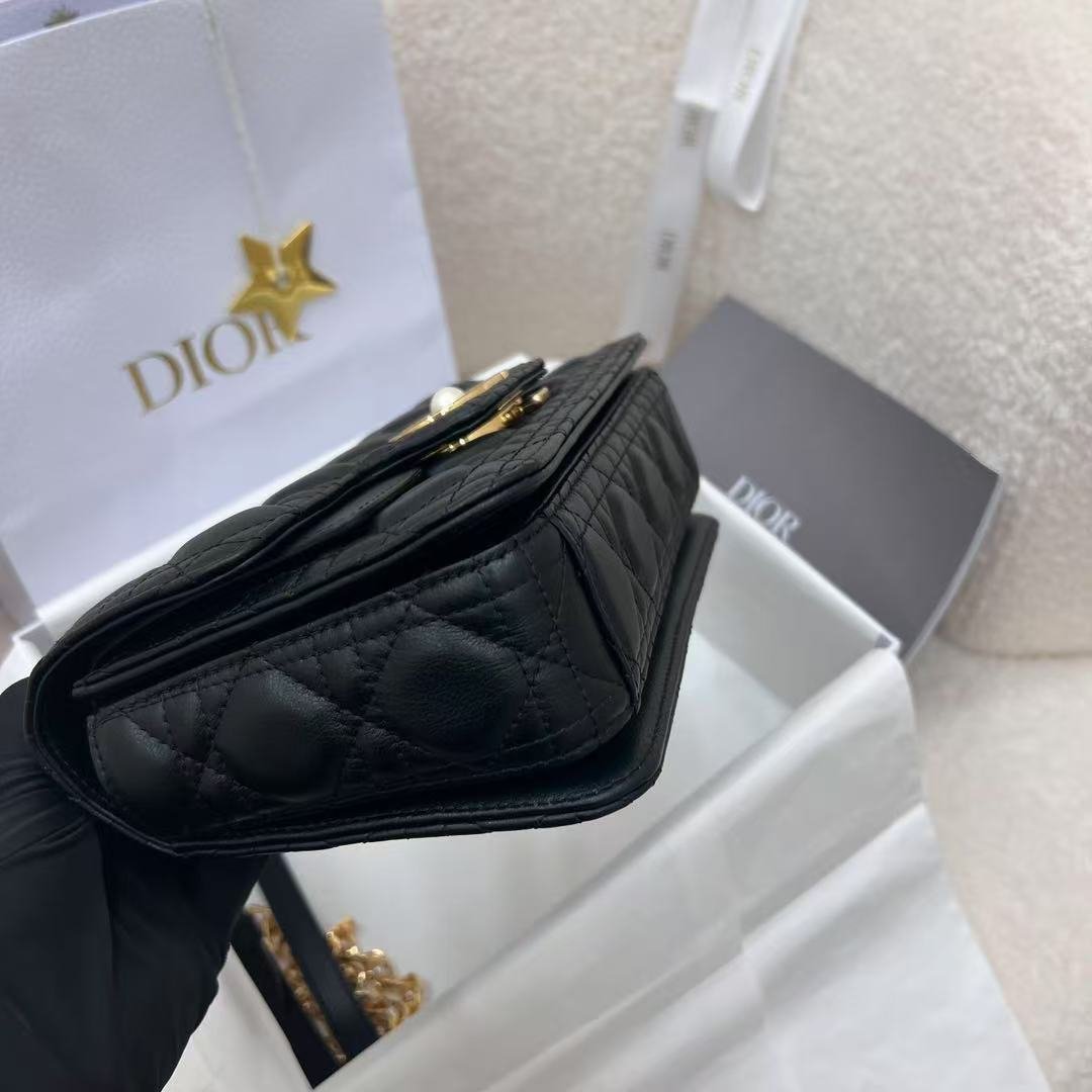 Dior Jolie Series Black Cannage Calfskin Hand Bag - Image 9