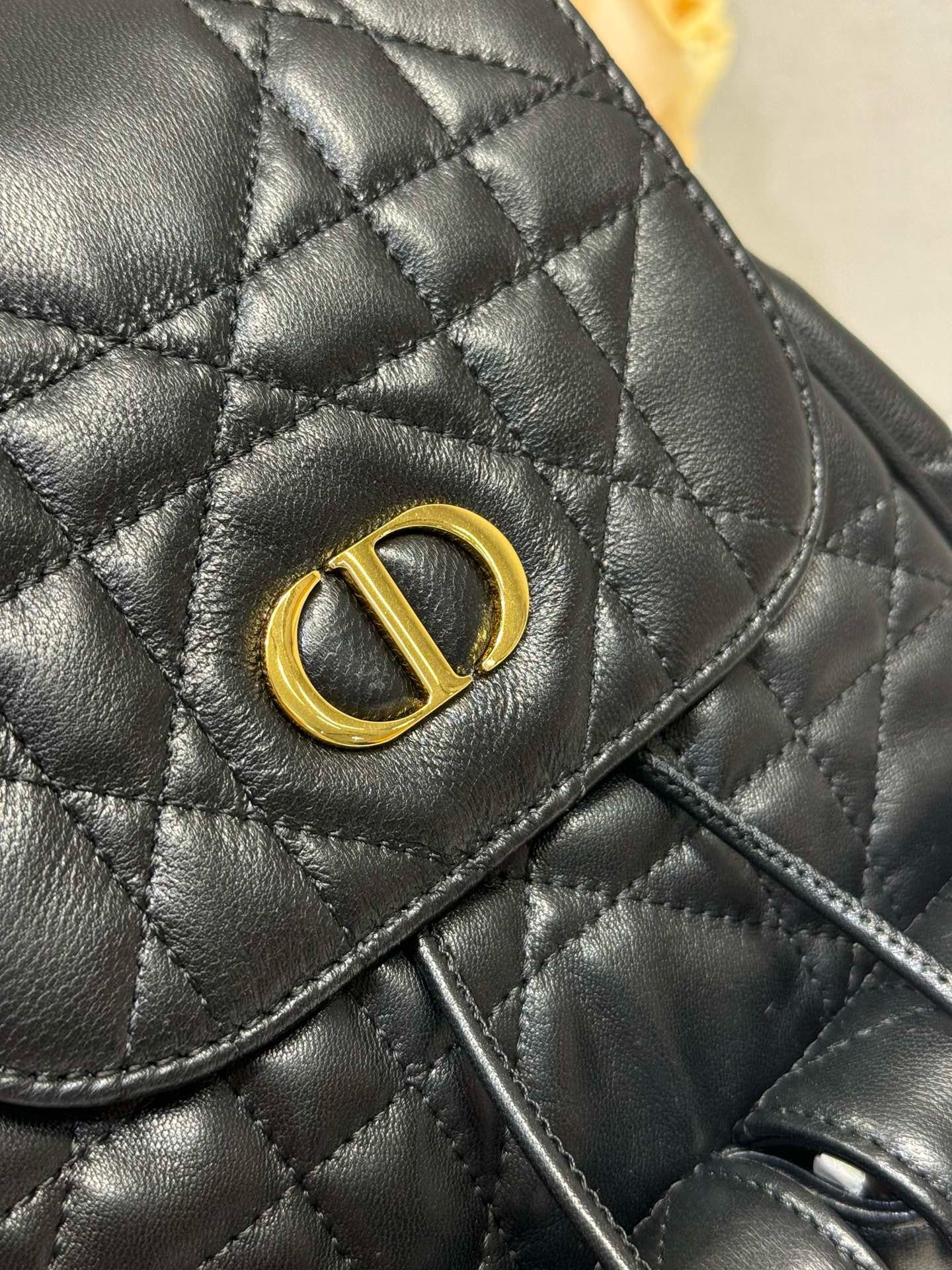 Dior Caro Medium Backpack Black Sheepskin - Image 6