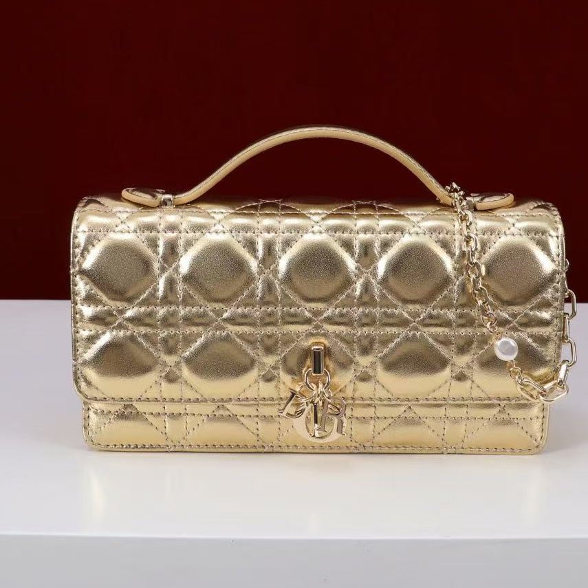 Dior My Dior Metallic Gold Quilted Lambskin Bag