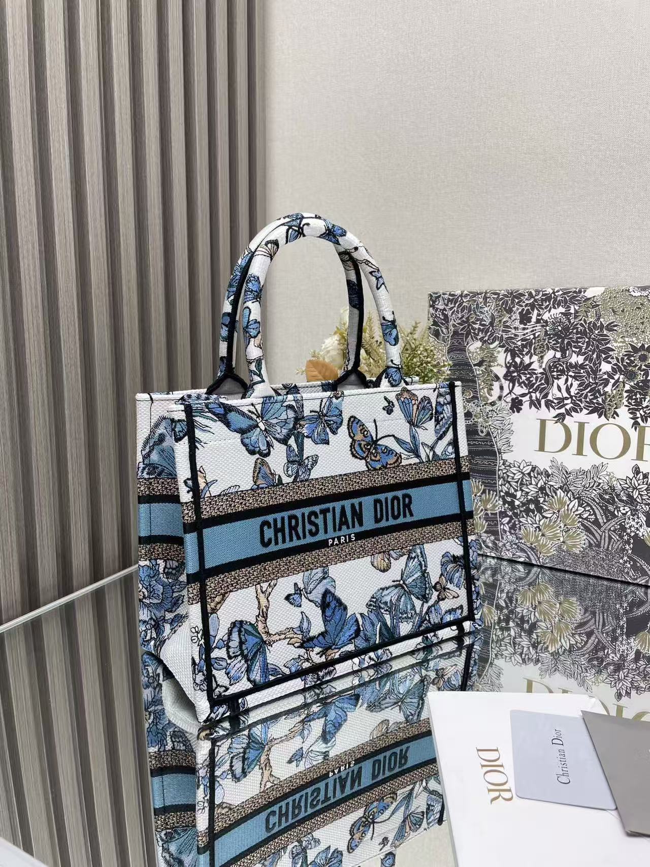 Dior Book Tote Blue White Butterfly Print Canvas Tote - Image 7