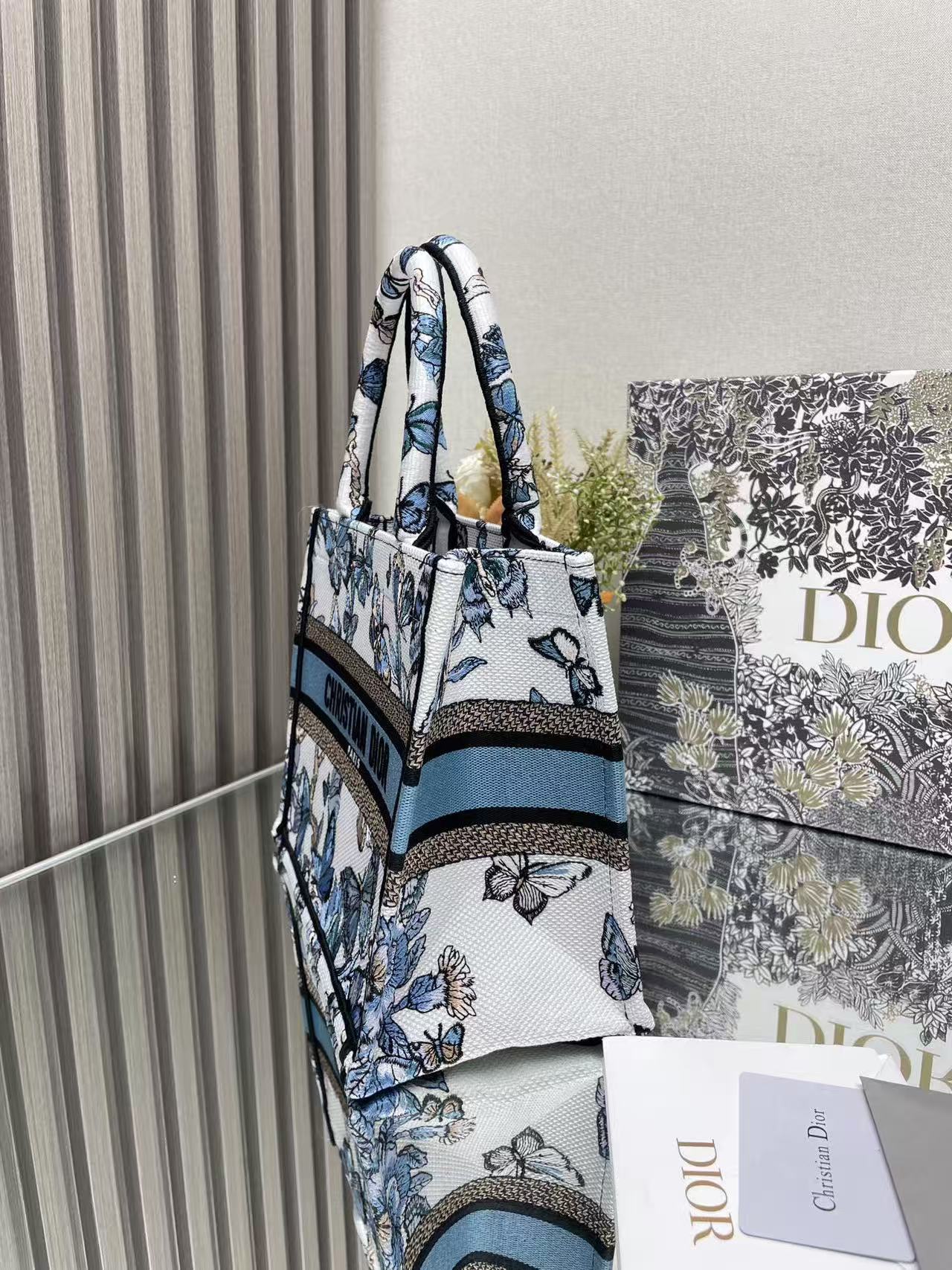 Dior Book Tote Blue White Butterfly Print Canvas Tote - Image 8