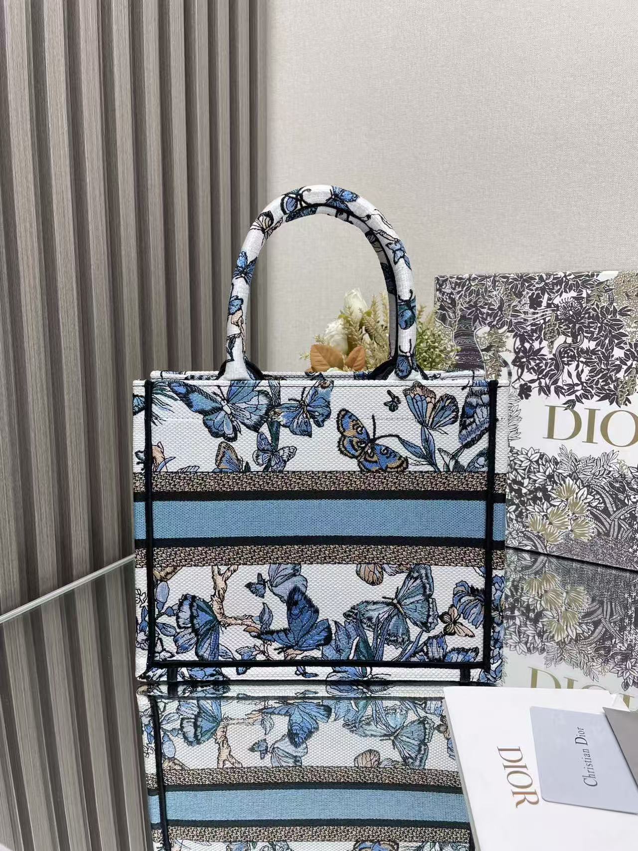 Dior Book Tote Blue White Butterfly Print Canvas Tote - Image 9