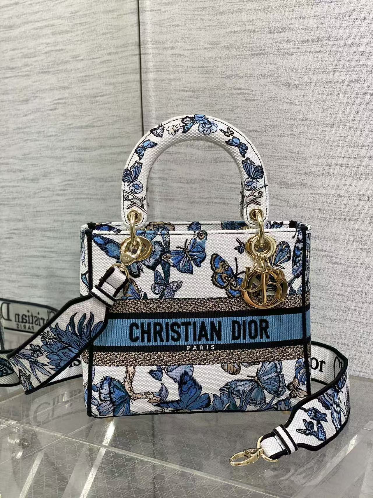 Dior Book Tote Blue White Butterfly Print Canvas Tote - Image 6