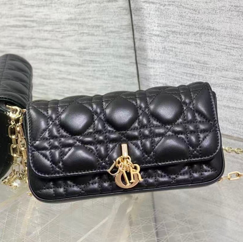 Dior My Dior Black Quilted Lambskin Chain Bag