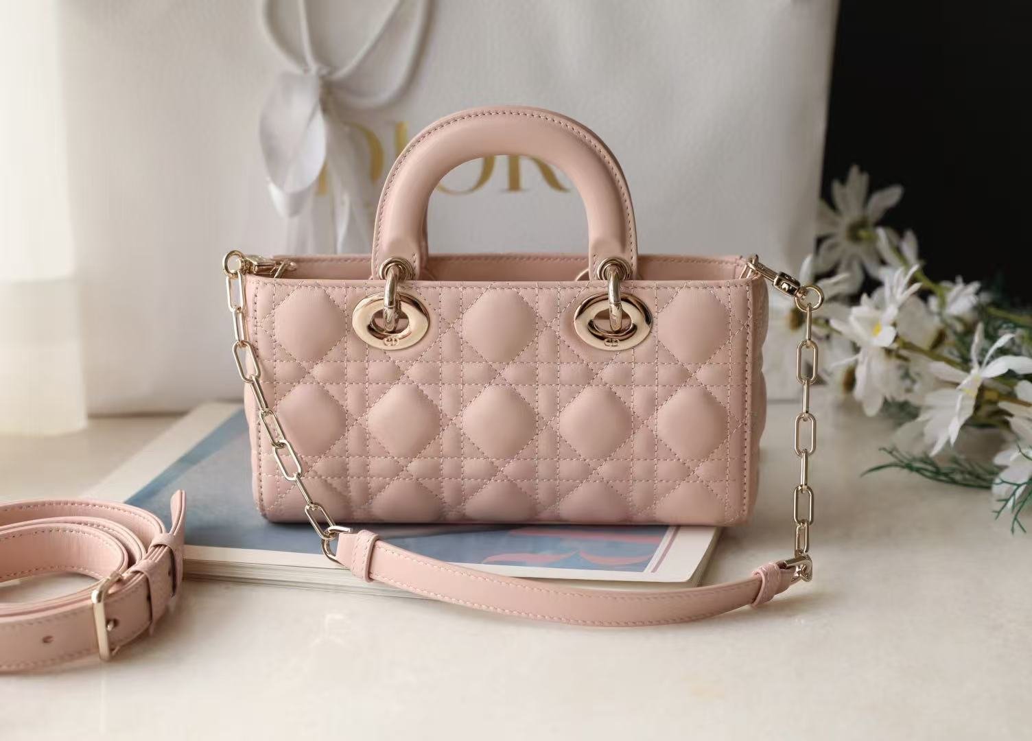 Alternative view of Dior Lady D-Joy Bag in Powder Pink Lambskin