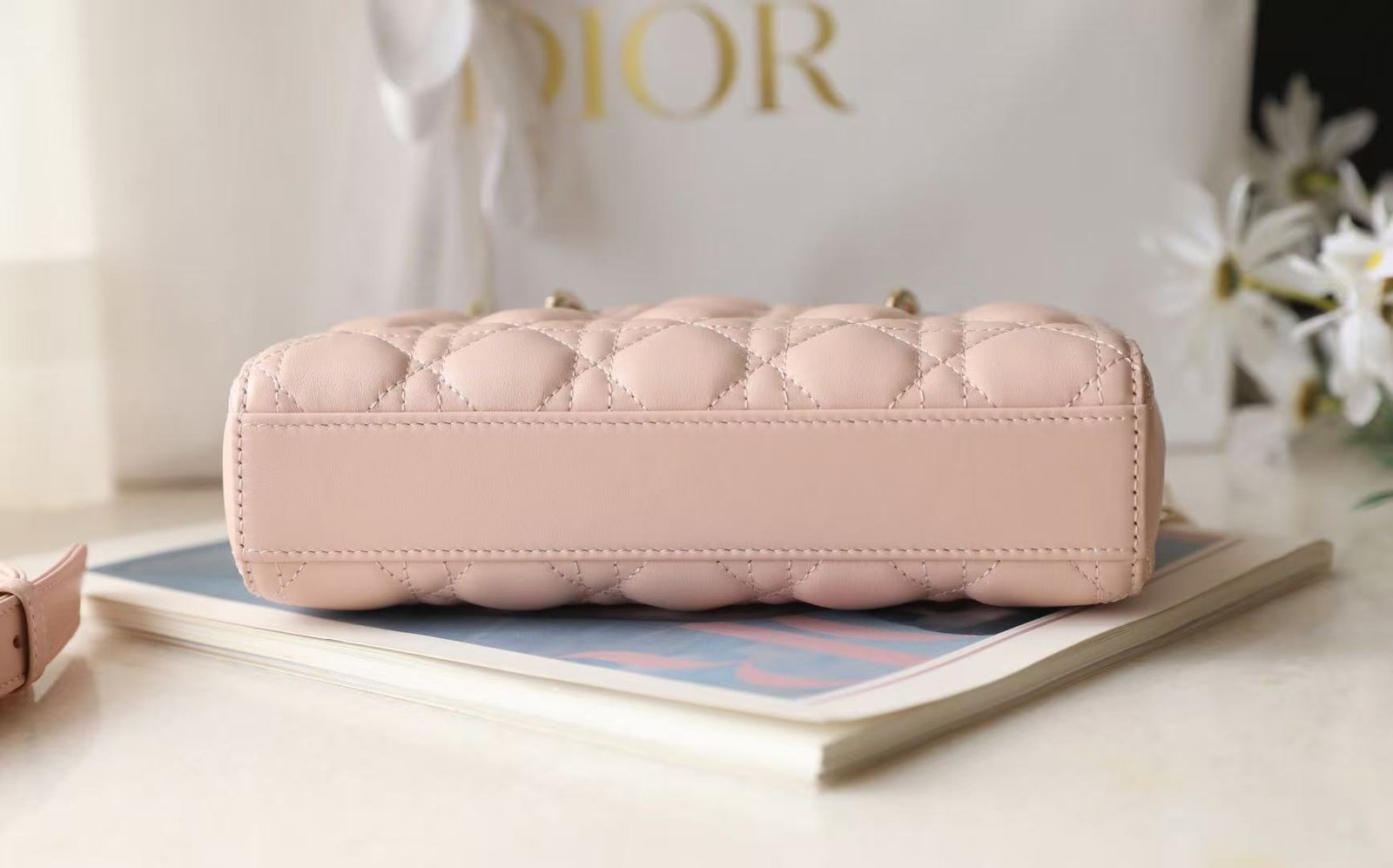 Dior Lady D-Joy Bag in Powder Pink Lambskin - Image 8