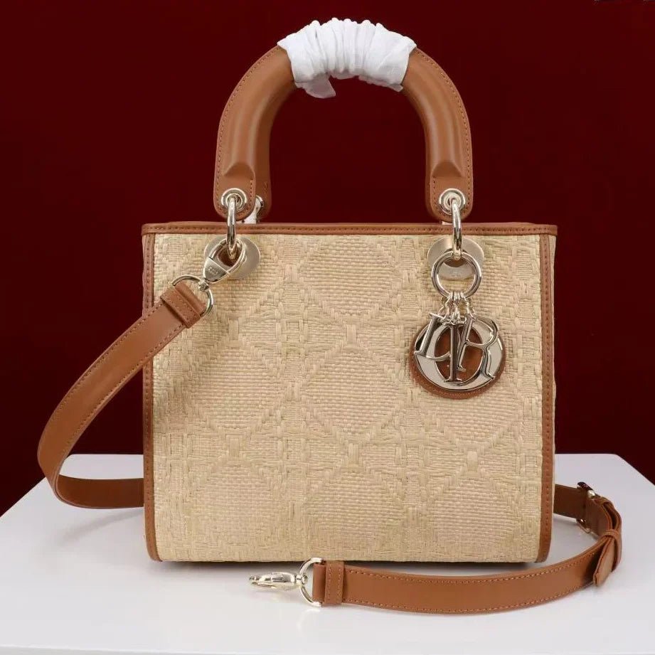Dior Lady Beige Brown Dior Bag Raffia Leather