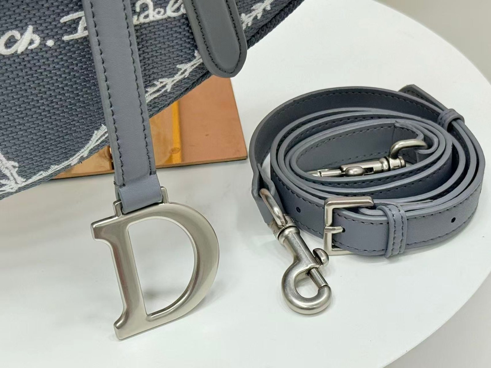 Dior Saddle Bag in Cotton Blue Fabric - Image 6