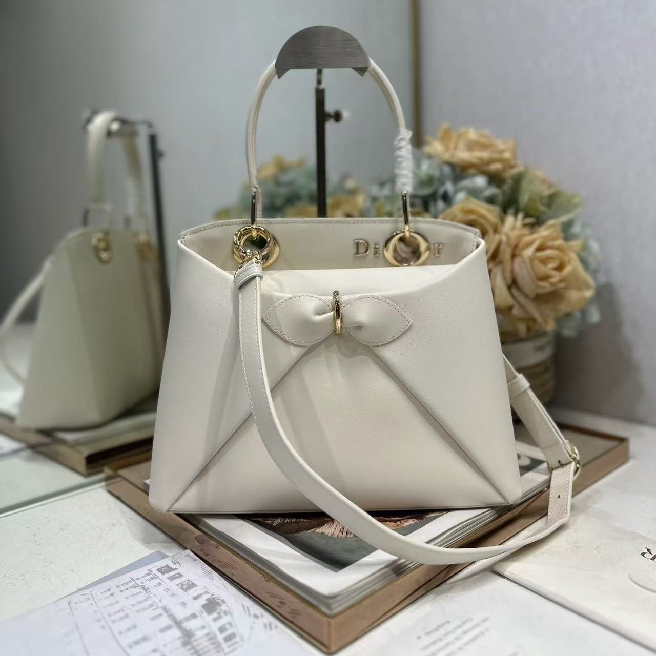 Dior Cigale Pure White Lambskin Hand Bag