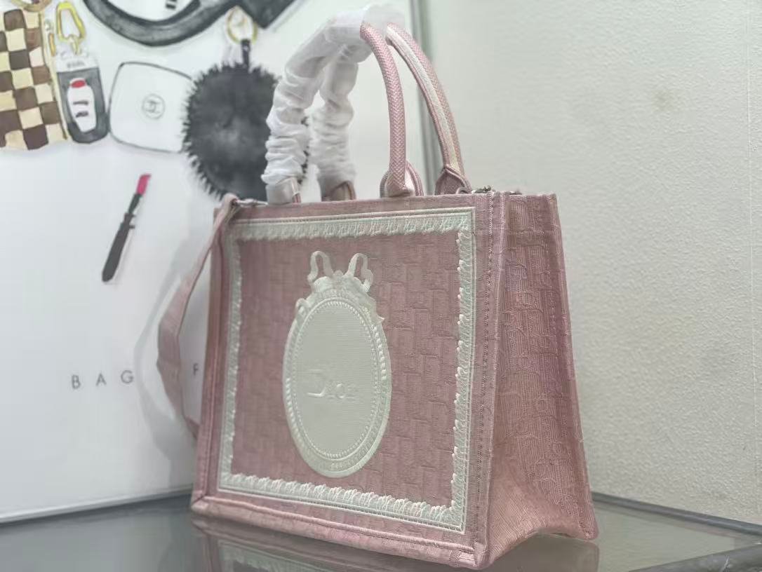 Dior Book Tote Pink Canvas Embroidered Tote Bag - Image 2