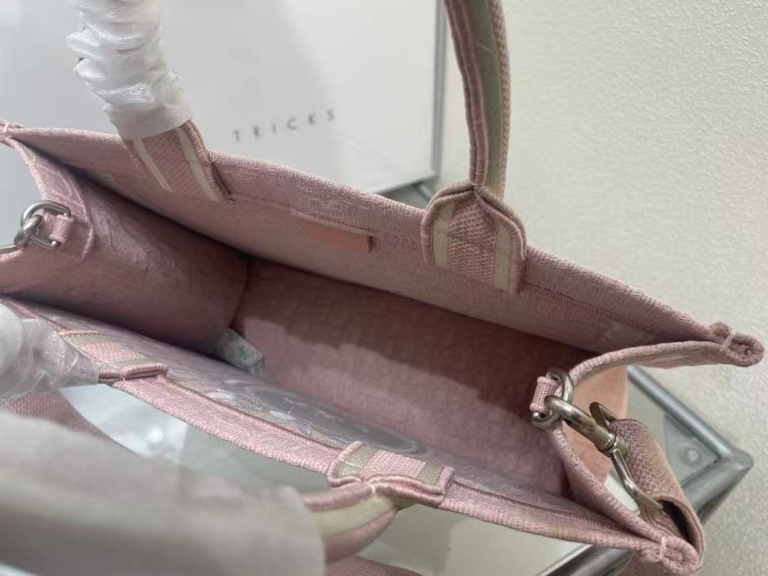 Dior Book Tote Pink Canvas Embroidered Tote Bag - Image 8