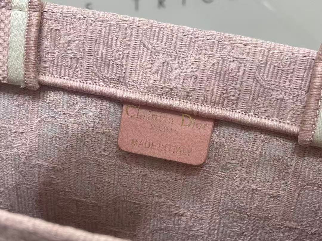 Dior Book Tote Pink Canvas Embroidered Tote Bag - Image 9