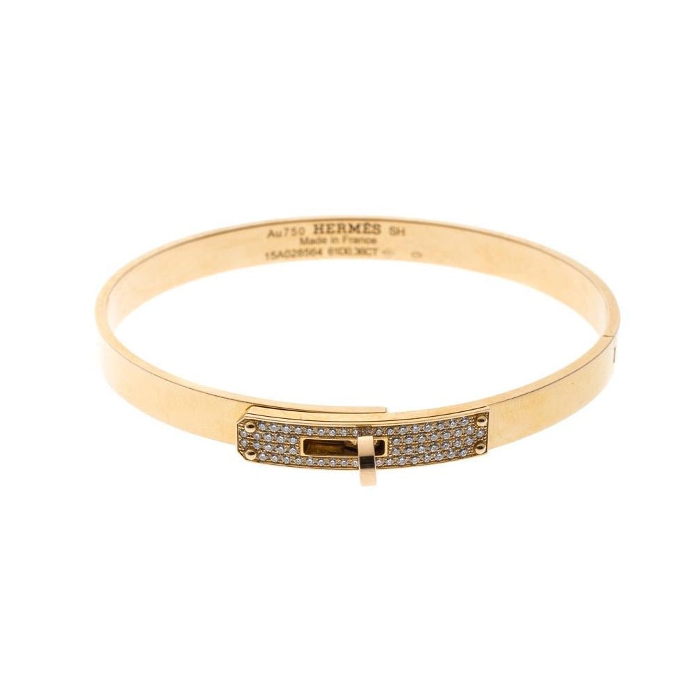 Hermès Yellow Gold Kelly Lock Diamond Bangle