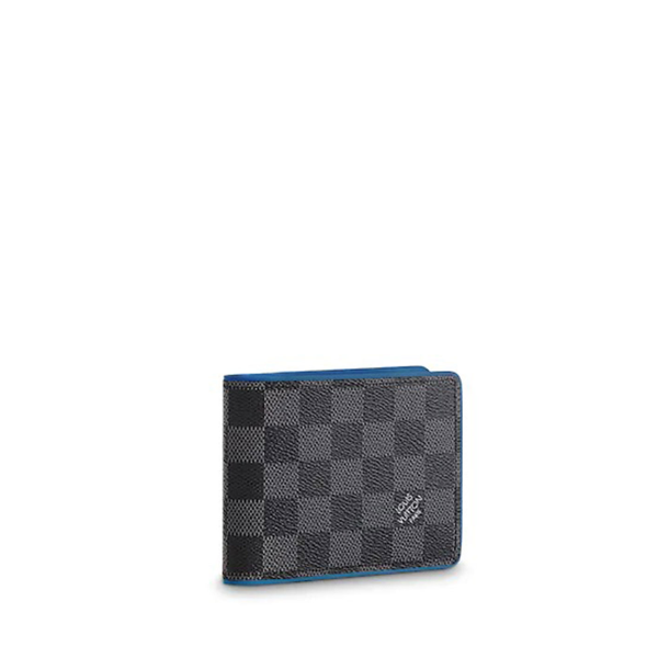 LOUIS VUITTON MULTIPLE WALLET DAMIER GRAPHITE BLACK AND GREEN 11CM N64434