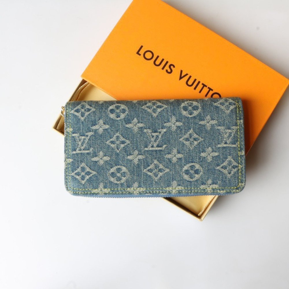LV Denim Canvas Compact Zip Wallet - Image 3