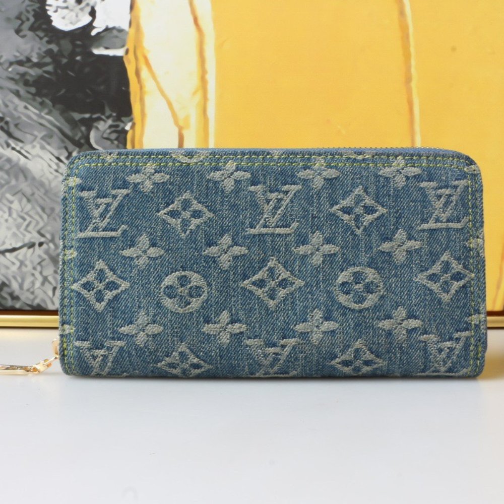 LV Denim Canvas Compact Zip Wallet - Image 5