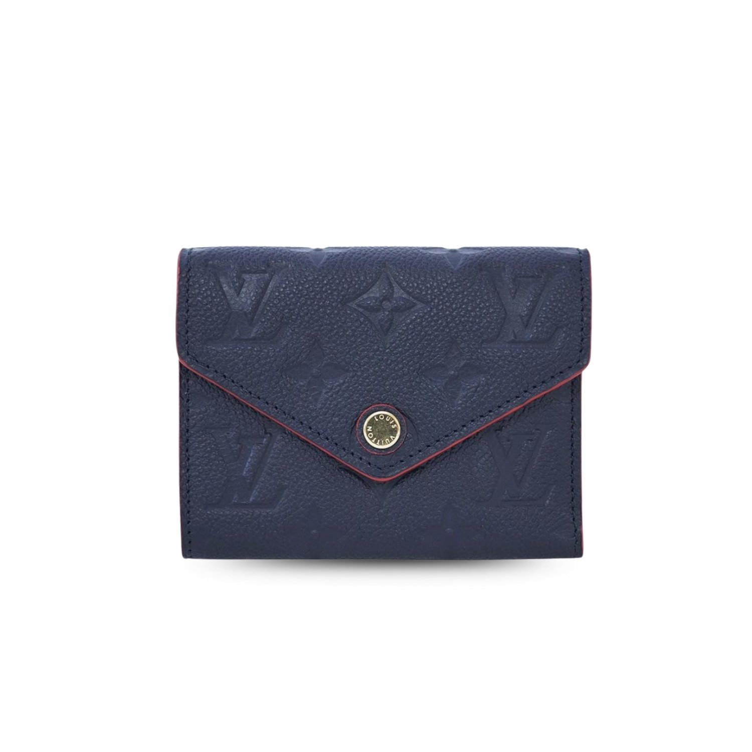 Louis Vuitton Victorine Wallet Monogram Empreinte Navy Blue/ Red For Women, Women's Wallets 4.7in/12cm LV M64577 - TEMAFES