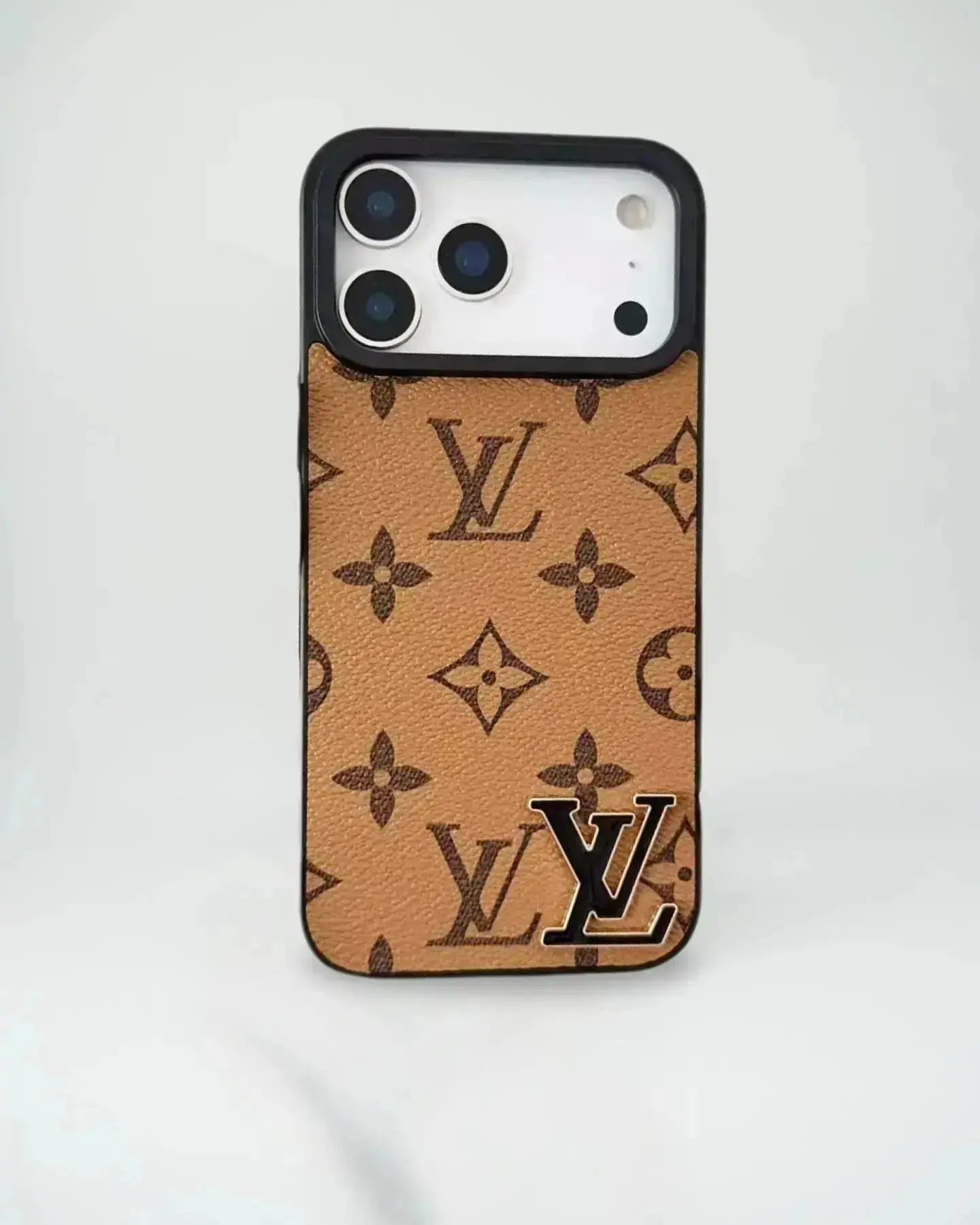LV Monogram Gold-tone LV Logo Phone Case