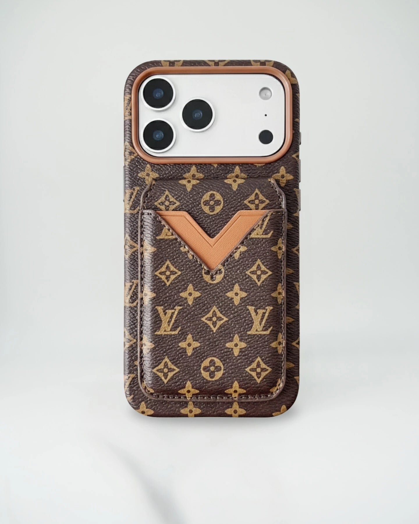 LV Monogram V-Shape Pink Trim Card Holder Case - Image 14